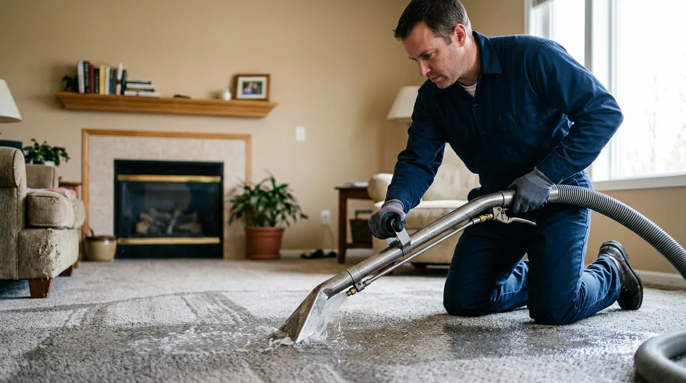 Water damage restoration technician working near Prudenville, MI